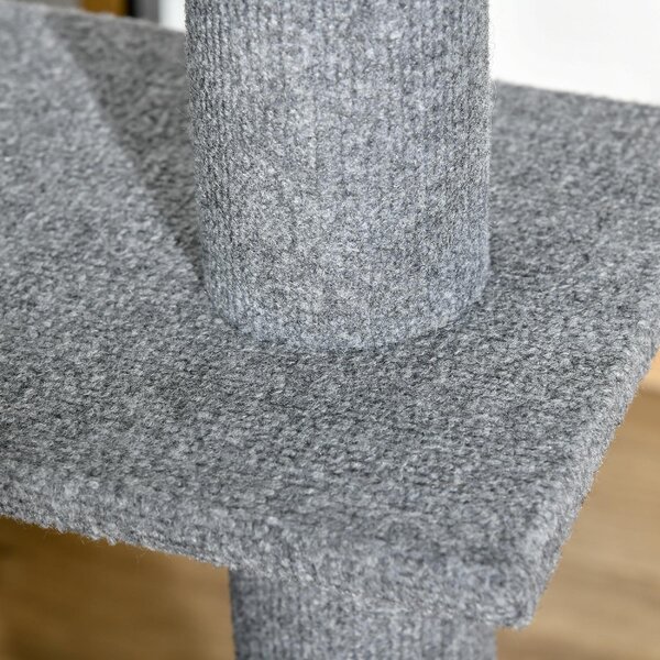 AllMyPets Albero Tiragraffi per Gatti a 4 Livelli con Altezza Regolabile Grigio 43x27x228-260cm - 312GYS369