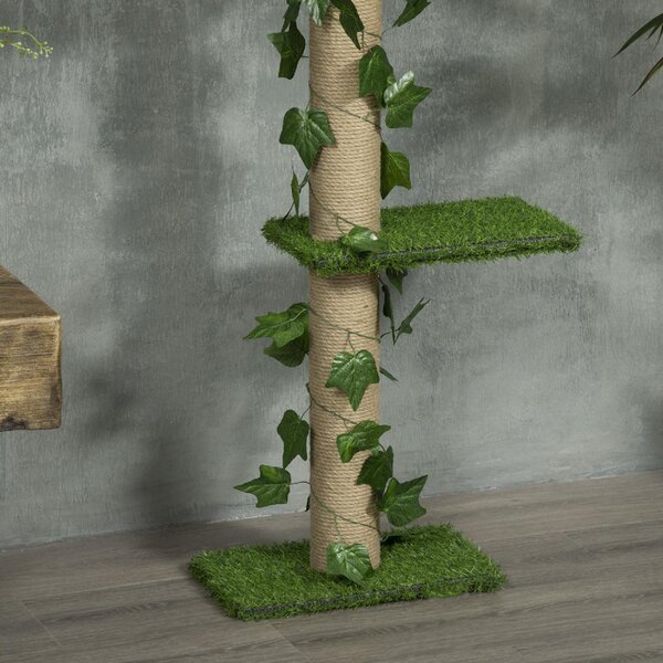 AllMyPets Albero Tiragraffi per Gatti a Soffitto Alto 202-242 cm Regolabile con Asta di Tensione colore Verde - U5130GN