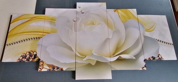 Quadri 5 pezzi – Rose lussuose con astrazione