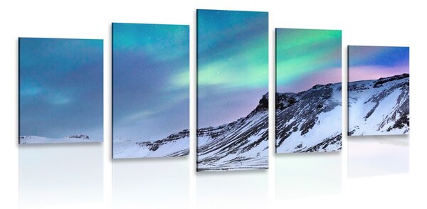Quadri 5 pezzi – Aurora boreale norvegese