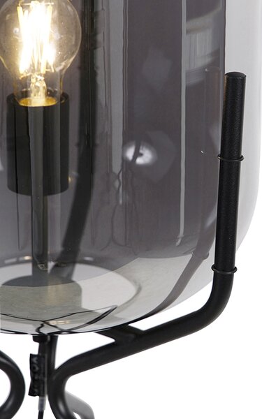 Lampada da terra intelligente nera con WiFi A60 vetro fumé - Bliss