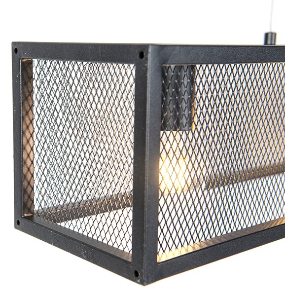 Lampada a sospensione industriale intelligente nera incl. 4 WiFi A60 - Cage Wire