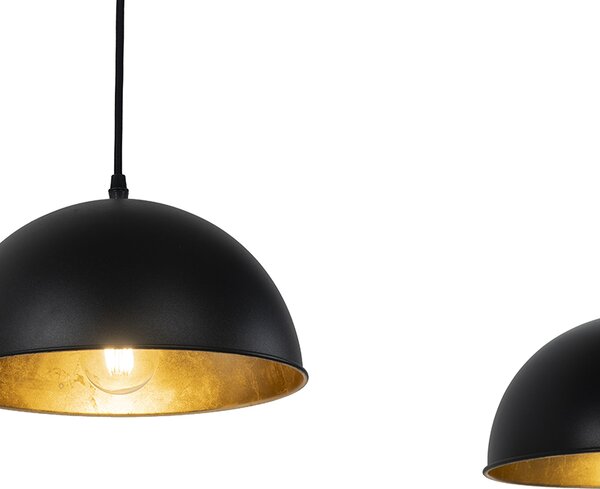 Lampada a sospensione intelligente nera con oro 3 luci incl. Wifi A60 - Magnax