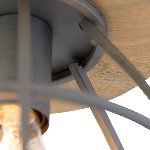 Lampada da soffitto intelligente grigio scuro con legno incl. WiFi E27 - Arthur