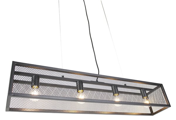 Lampada a sospensione industriale intelligente nera incl. 4 WiFi A60 - Cage Wire