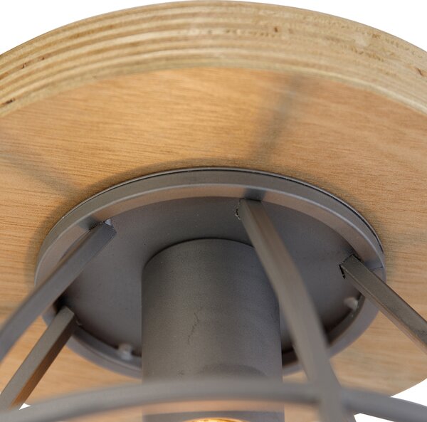 Lampada da soffitto intelligente grigio scuro con legno incl. WiFi E27 - Arthur