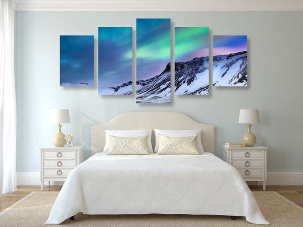 Quadri 5 pezzi – Aurora boreale norvegese