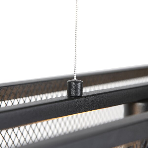 Lampada a sospensione industriale intelligente nera incl. 4 WiFi A60 - Cage Wire