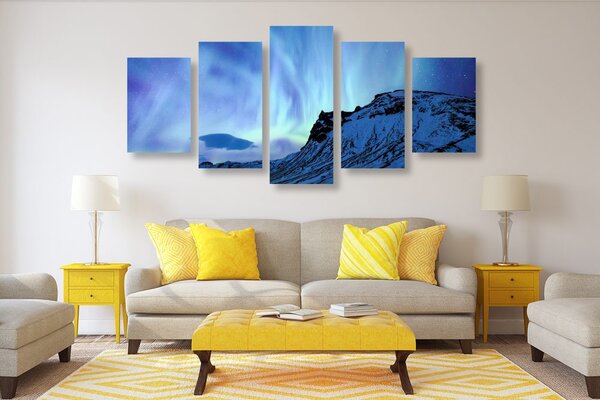 Quadri 5 pezzi – Luce polare nordica