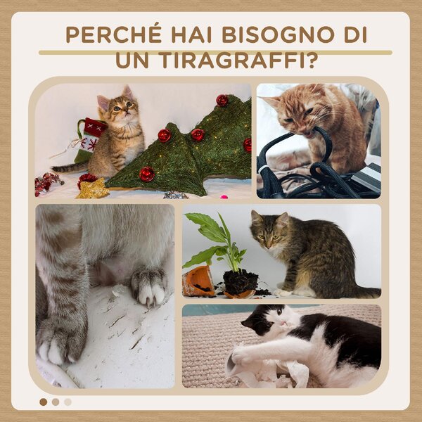 AllMyPets Albero Tiragraffi per Gatti Alto 136 cm con Cuccia Rimovibile, Casetta e Lettino, Pali in Iuta colore Beige - R33164