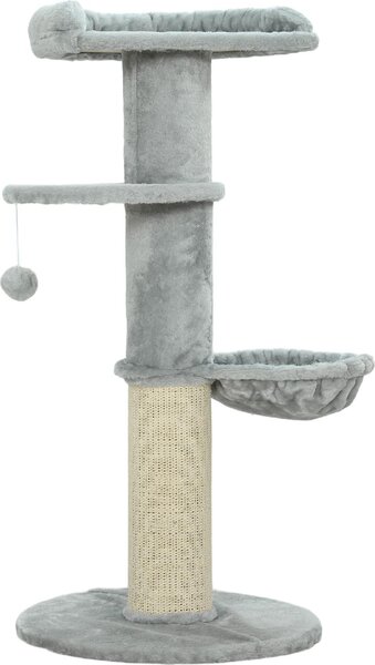 AllMyPets Albero Tiragraffi per Gatti Alto 103.5 cm con Lettino e Amaca, Rivestimento in Peluche colore Grigio Chiaro - R330LG