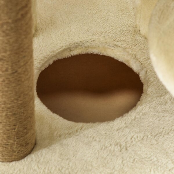AllMyPets Albero Tiragraffi per Gatti Alto 136 cm con Cuccia Rimovibile, Casetta e Lettino, Pali in Iuta colore Beige - R33164