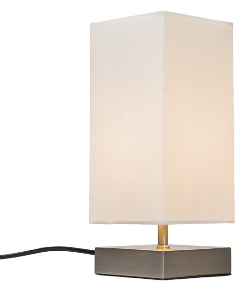 Lampada da tavolo moderna bianca con base in acciaio - Milo