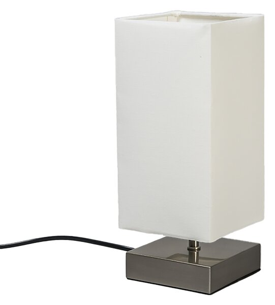 Lampada da tavolo moderna bianca con base in acciaio - Milo