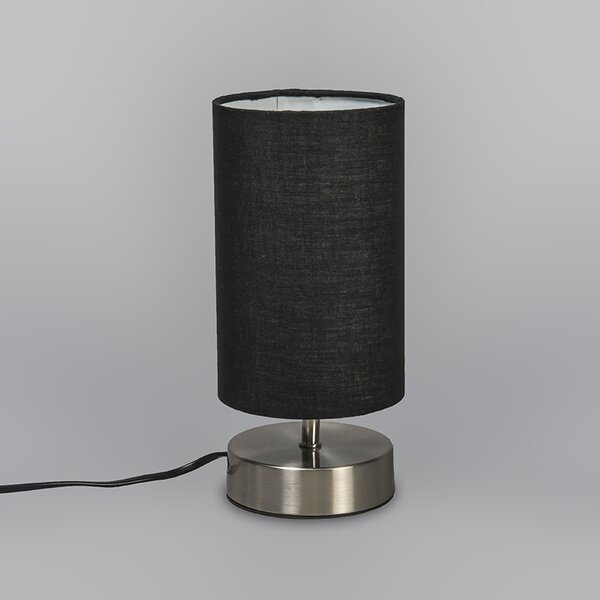 Lampada da tavolo moderna nera con acciaio - Milo 2