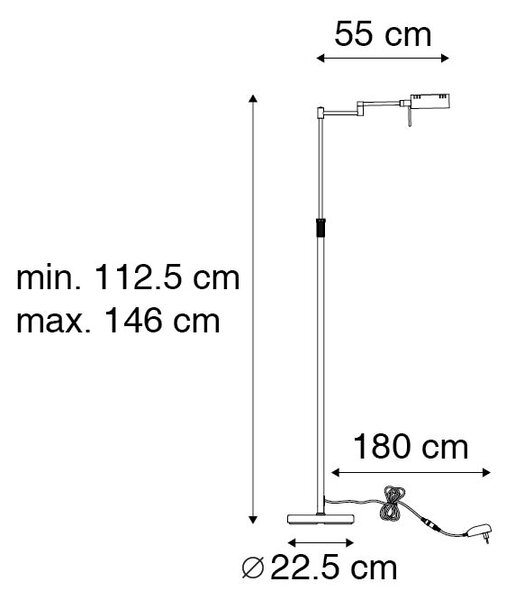 Lampada da terra di design in acciaio con LED e dimmer touch - Notia
