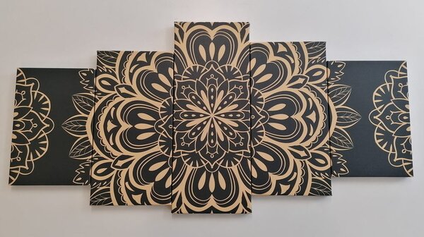 Quadri 5 pezzi – Mandala su sfondo nero