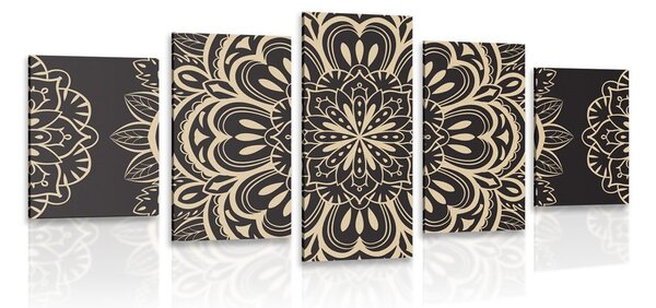 Quadri 5 pezzi – Mandala su sfondo nero