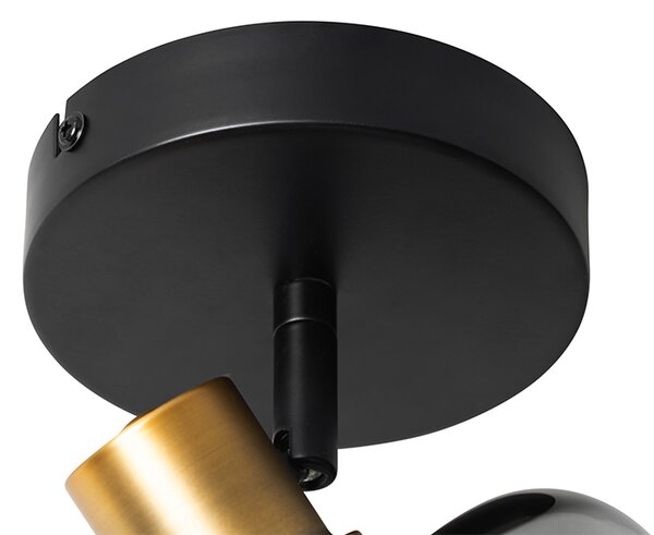 Faretto da soffitto di design nero con oro e vetro fumé - Zuzanna