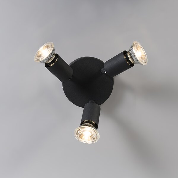 Faretto industriale nero orientabile rotondo 3 luci - Jeany