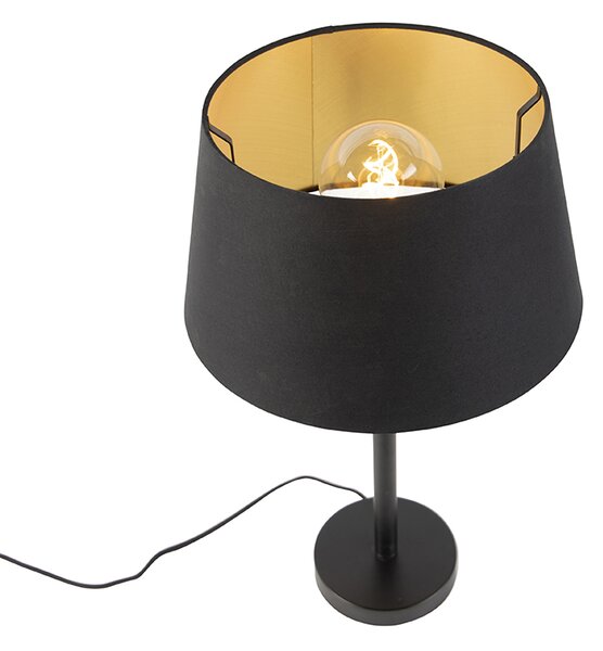Lampada da tavolo classica nera con paralume nero 32 cm - Simplo
