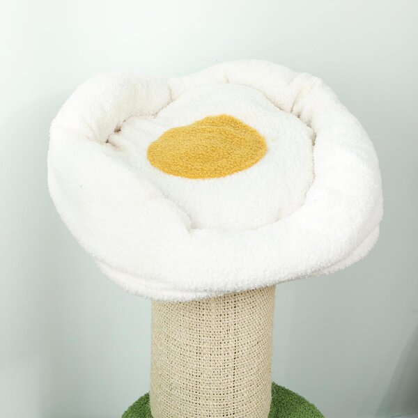 AllMyPets Albero Tiragraffi per Gatti Alto 92 cm con Palo in Sisal e Lettino a Forma di Fiore colore Verde - R333GN