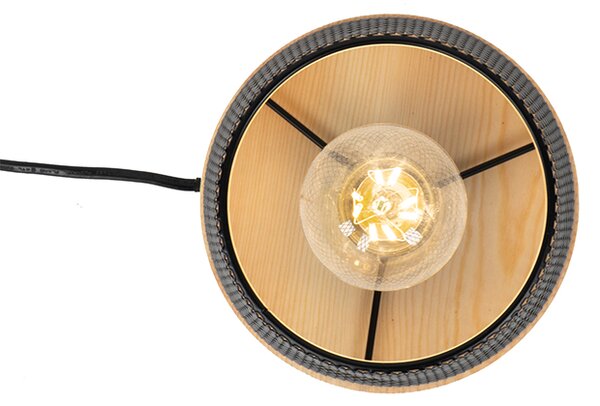 Lampada da tavolo di design nera con legno - Bosk