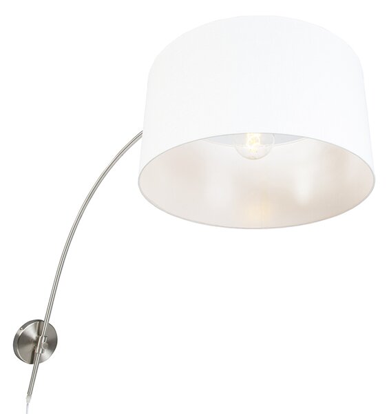 Lampada da parete ad arco moderna in acciaio con paralume bianco 50/50/25 regolabile