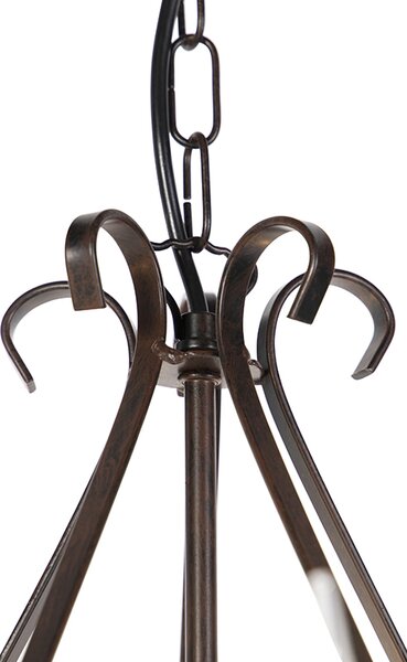 Lampadario marrone con paralumi plissettati crema a 5 luci - Giuseppe