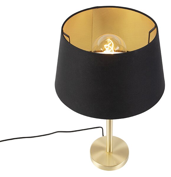 Lampada da tavolo classica in ottone con paralume nero 32 cm - Simplo
