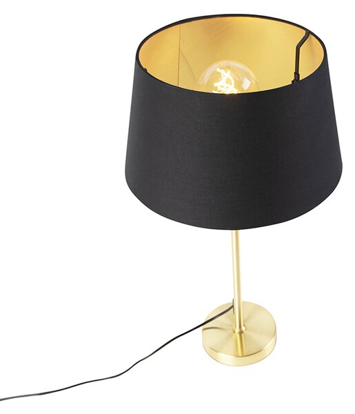 Lampada da tavolo oro/ottone con paralume nero con oro 32 cm - Parte