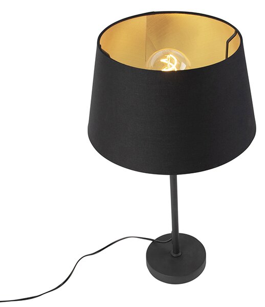 Lampada da tavolo nera con paralume nero con oro 35 cm - Parte