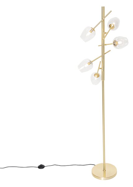 Lampada da terra classica dorata con vetro 5 luci - Elien