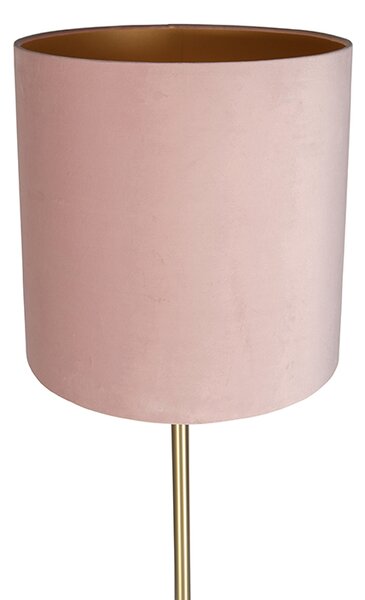 Lampada da terra romantica in ottone con paralume rosa 40 cm - Simplo