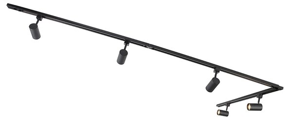Sistema a binario 1-fase intelligente 5 faretti incl. 5 GU10 nero - Jeana