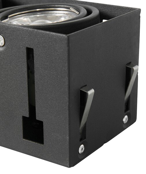 Faretto da incasso intelligente nero con 2 GU10 WiFi senza cornice - Oneon 2