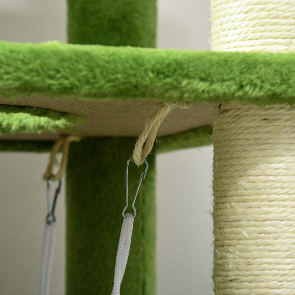 AllMyPets Albero Tiragraffi per Gatti con Amaca Pallina e Tiragraffi in Sisal 49x49x142 cm colore Verde - GN-D3OR