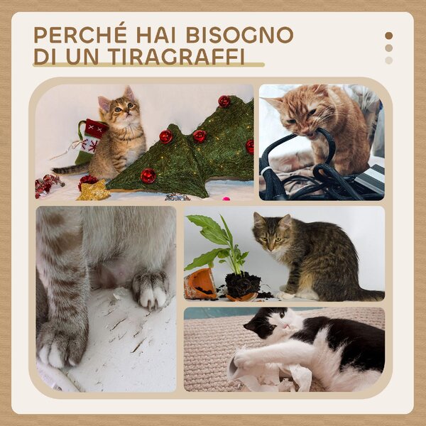 AllMyPets Albero Tiragraffi per Gatti con Casetta, 2 Piattaforme e Pallina, in Legno, Sisal e Peluche, 50x30x81.5 cm, colore Grigio - L3555CG