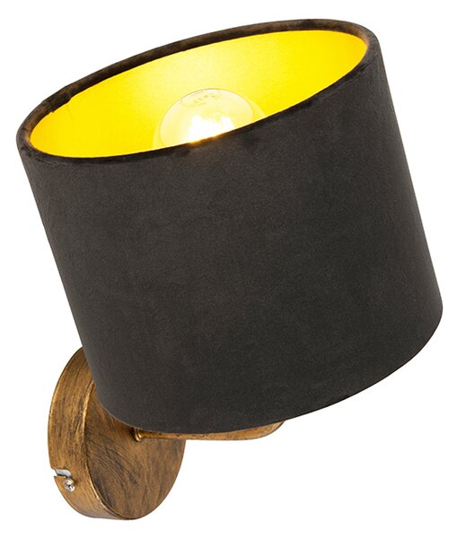 Lampada da parete vintage oro con paralume in velluto nero - Matt