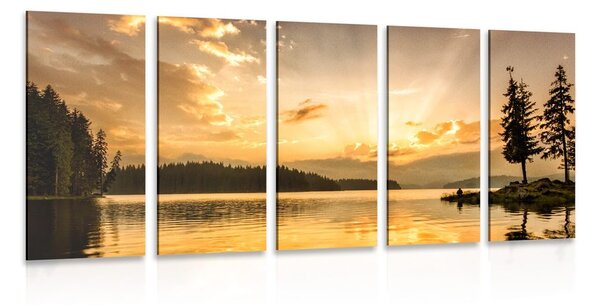 Quadri 5 pezzi – Riflesso del lago di montagna