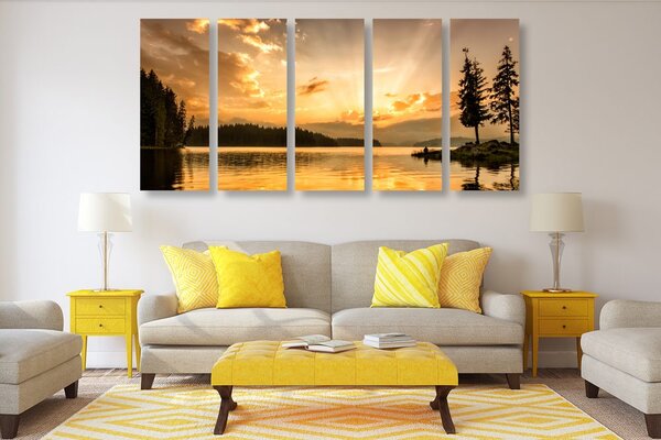 Quadri 5 pezzi – Riflesso del lago di montagna