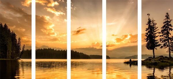 Quadri 5 pezzi – Riflesso del lago di montagna