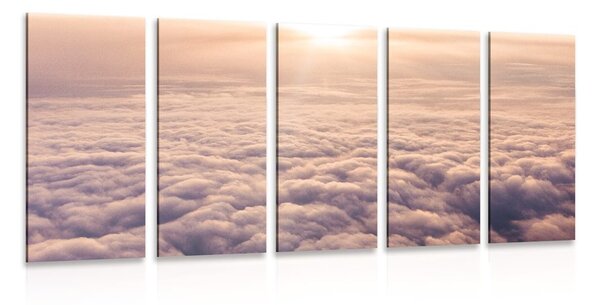 Quadri 5 pezzi – Tramonto dalla finestra dell'aereo