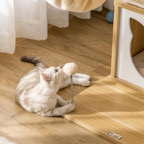 AllMyPets Albero Tiragraffi per Gatti con Grattatoi Multi-Accessori Cuccetta Amaca Cestello Cuscini Rimovibili Altezza 126 cm Peluche Sisal Natural