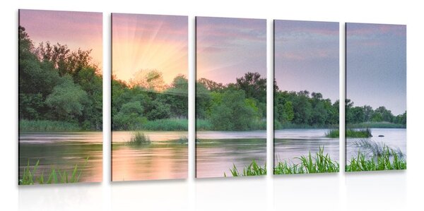 Quadri 5 pezzi – Alba sul fiume