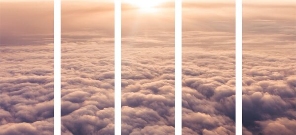 Quadri 5 pezzi – Tramonto dalla finestra dell'aereo
