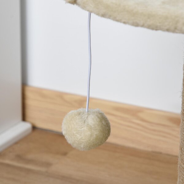 AllMyPets Albero Tiragraffi per Gatti con Lettino Palo in Juta e Pallina Appesa 40x40x49 cm colore Beige - 329W10F
