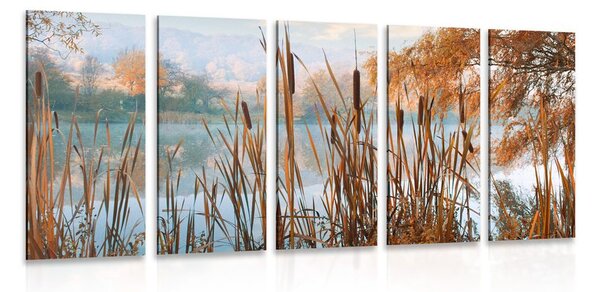 Quadri 5 pezzi – Fiume nella natura autunnale