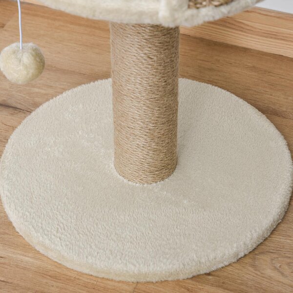 AllMyPets Albero Tiragraffi per Gatti con Lettino Palo in Juta e Pallina Appesa 40x40x49 cm colore Beige - 329W10F