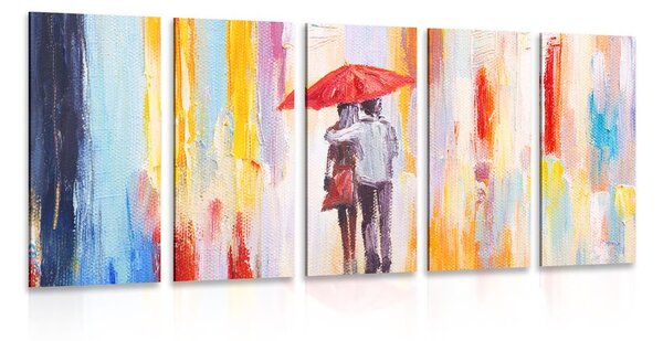 Quadri 5 pezzi – Passeggiata sotto la pioggia